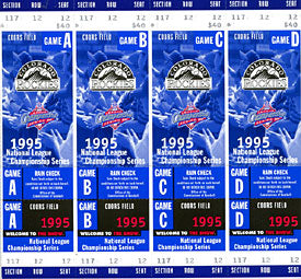 1995 Colorado Rockies National League Championship Phantom Tickets