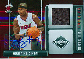 Jermaine O'Neal Autographed / Signed 2008-2009 Panini Limited Material Monikers Card