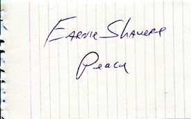 Earnie Shavers Autographed / Signed 3x5 Card