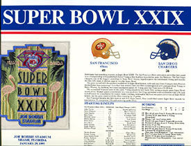 Super Bowl 29 Patch and Game Details Card