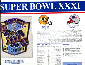 Super Bowl 31 Patch and Game Details Card