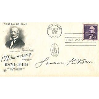Lawrence F. O'Brien Autographed / Signed 1961 Celebrity 4x7 Postcard (JSA)