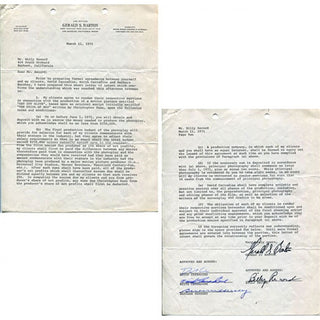 David Carradine Keith Carradine & Barbara Hershey Autographed Get Out Alive Contract