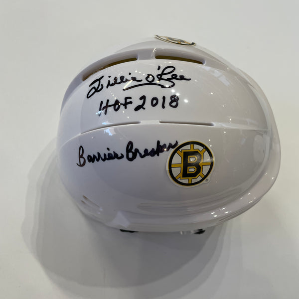 Willie O'Ree HOF 2018 Barrier Breaker Autographed Boston Bruins Mini Helmet (JSA)
