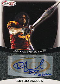 Rey Maualuga Autographed / Signed 2009 SAGE No.A32 313/400 College Football Card