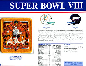 Super Bowl 8 Patch and Game Details Card