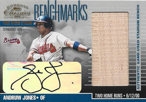 Andruw Jones 2001 Autographed Donruss Classics Stadium Bench Card