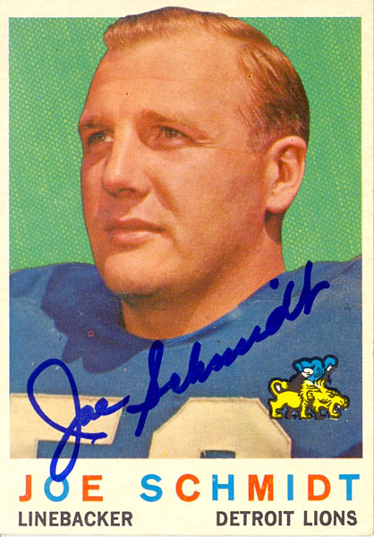 Joe Schmidt Autograph/Signed Card