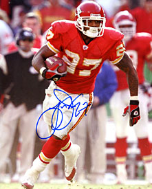 Larry Johnson Autographed / Signed Running the Ball 8x10 Photo