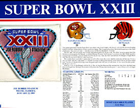 Super Bowl 23 Patch and Game Details Card