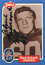 Chuck Bednarik Autographed/Signed 1988 Sewell Card