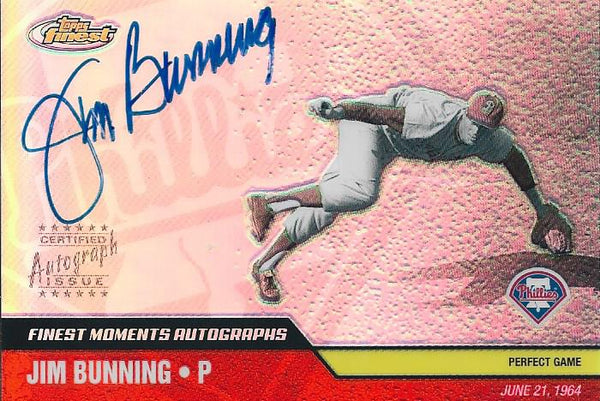Jim Bunning 2002 Autographed Topps Finest Card