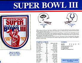 Super Bowl 3 Patch and Game Details Card