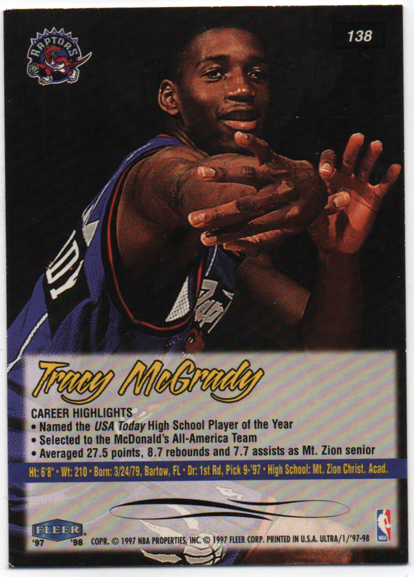 Tracy McGrady 1997-98 Fleer Ultra Rookie Card