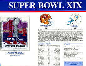 Super Bowl 19 Patch and Game Details Card