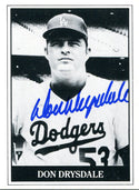 Don Drysdale Autographed Black and White Baseball Cards
