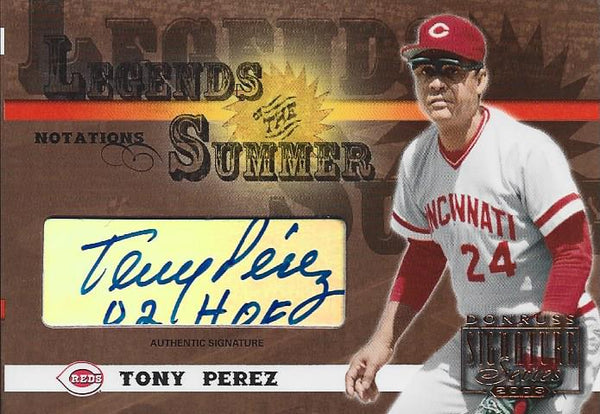 Tony Perez Autographed Donruss Signature Series Card #6/175