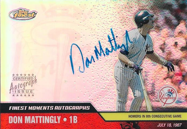 Don Mattingly 2002 Autographed Topps Finest Card