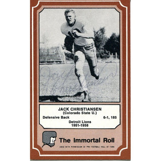 Jack Christiansen Signed Immortal Roll Football Card