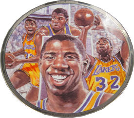 Magic Johnson Unsigned Gold Plated Plate