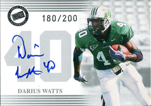 Darius Watts Autographed 2004 Press Pass Rookie Card