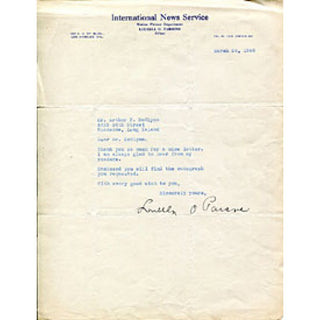 Louella Parsons Autographed / Signed Letter (James Spence)