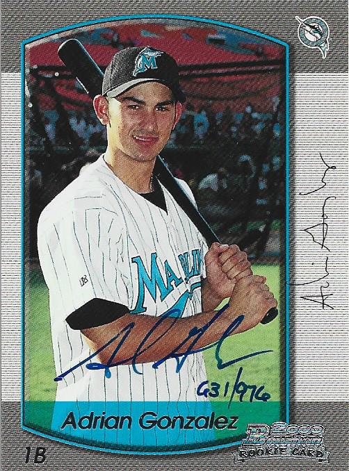 Adrian Gonzalez Autographed Bowman Rookie Card #631/976