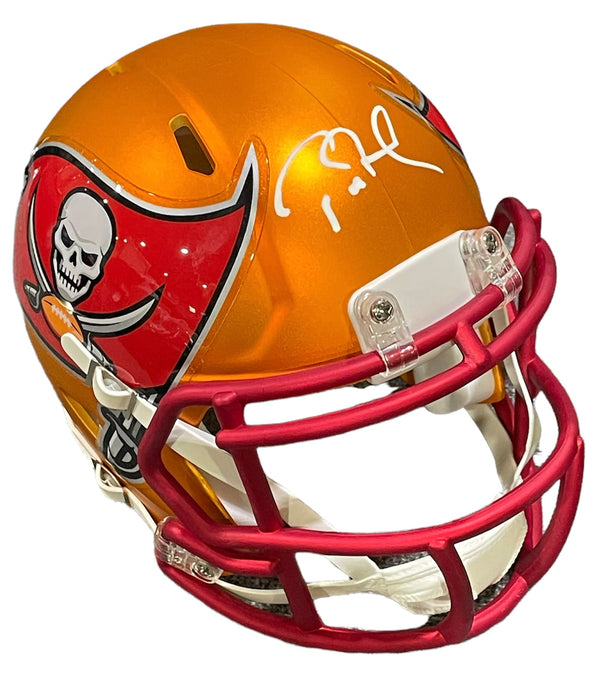 Tom Brady Autographed Tampa Bay Buccaneers Blaze Mini Helmet (Fanatics