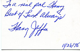Billy Soose Autograph/Signed 3x5 Card
