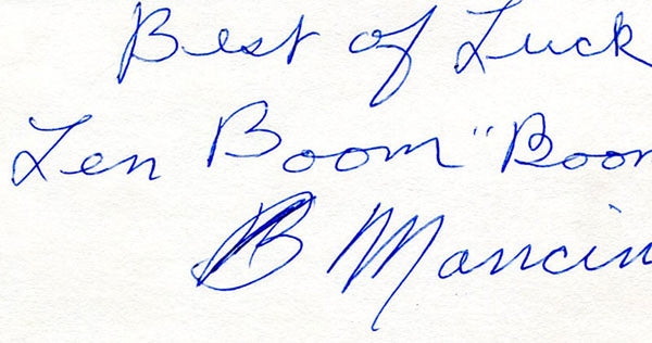 Len Marrcini Autograph/Signed 3x5 card