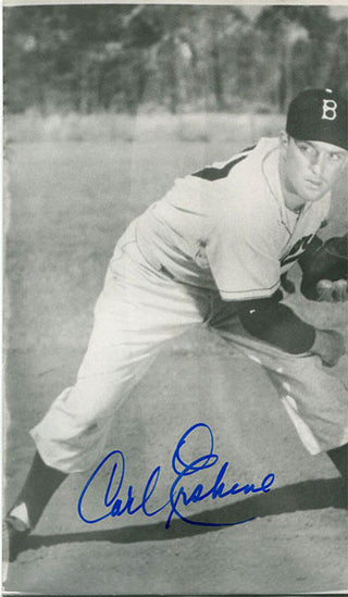 Carl Erskine Autographed / Signed Black & White Postcard Pose