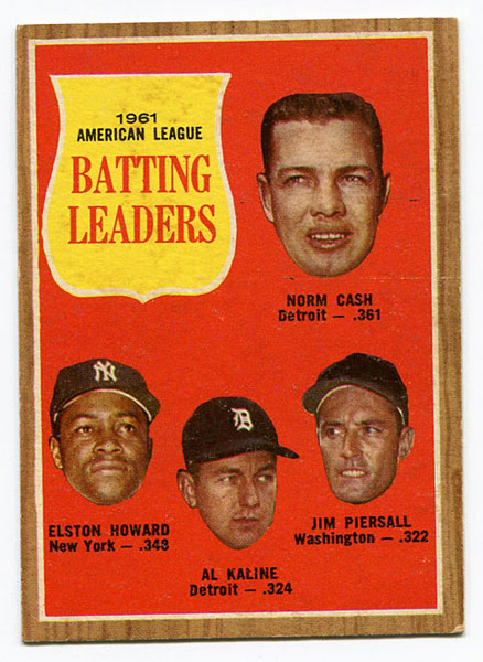 1961 American League Batting Leaders 1962 Topps Card