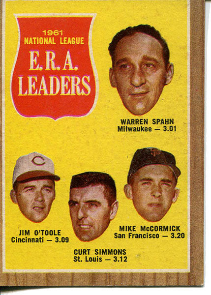 1961 National League ERA Leaders 1962 Topps Card