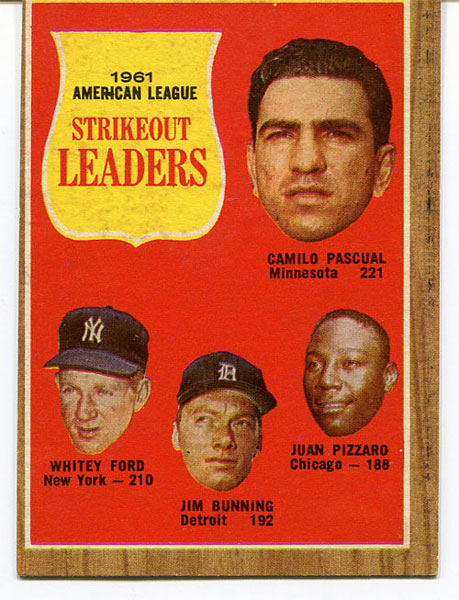1961 American League Strikeout Leaders 1962 Topps Card