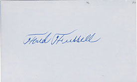 Fred Fussell Autographed / Signed 3x5 Card