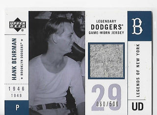 Hank Behrman 2001 Upper Deck #LDJ-HB (60/500) Game Worn Jersey