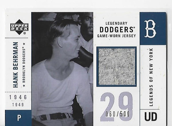 Hank Behrman 2001 Upper Deck #LDJ-HB (60/500) Game Worn Jersey