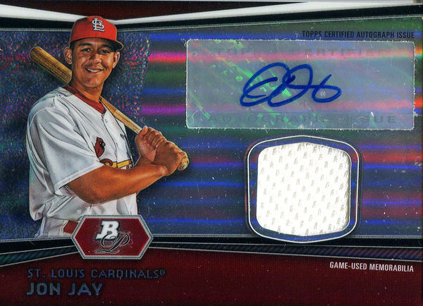 Jon Jay Autographed 2012 Bowman Platinum Jersey Card