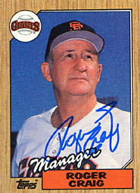 Roger Craig Autographed / Signed 1987 Topps No.193 Los Angeles Dodgers Baseball Card