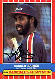 Harold Baines Autographed / Signed 1987 Fleer No.1 of 44 Chicago White Soxs Baseball Card