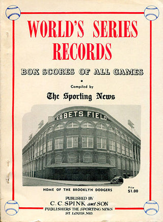 1954 World Series Records Record Book Sporting News Ebbets Field