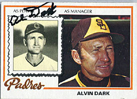 Alvin Dark Autographed/Signed 1978 Topps Card