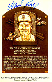 Wade Boggs Autograph / Signed Baseball HOF Plaque