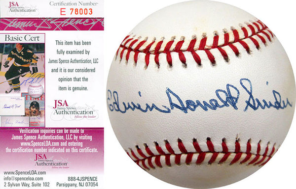 Edwin Donald Snider Autographed / Signed Baseball (JSA)