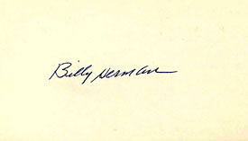 Billy Herman Autographed / Signed 3x5 Card