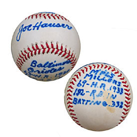 Joe Hauser Autographed / Signed Stat Baseball