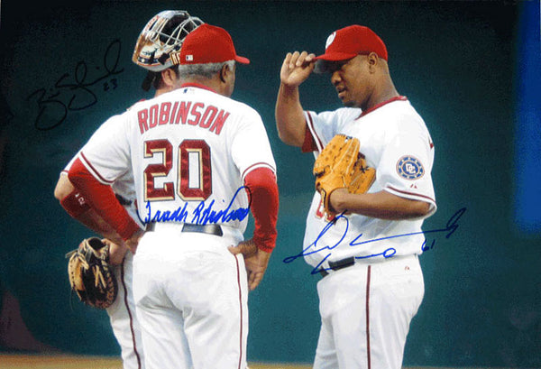 Schneider Robinson & Hernandez Autographed Meeting at the Mound Nationals 12x18 Photo