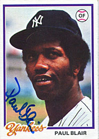 Paul Blair Autographed/Signed 1978 Topps Card