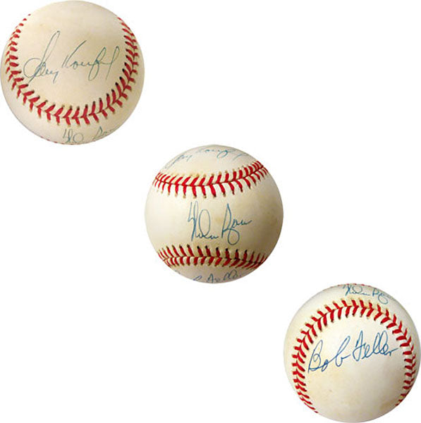 Ryan Koufax & Feller Autographed American League Baseball