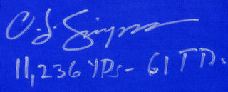 OJ Simpson "11,236 Yds, 61 TD's" Autographed Buffalo Bills Custom Blue Jersey (JSA)